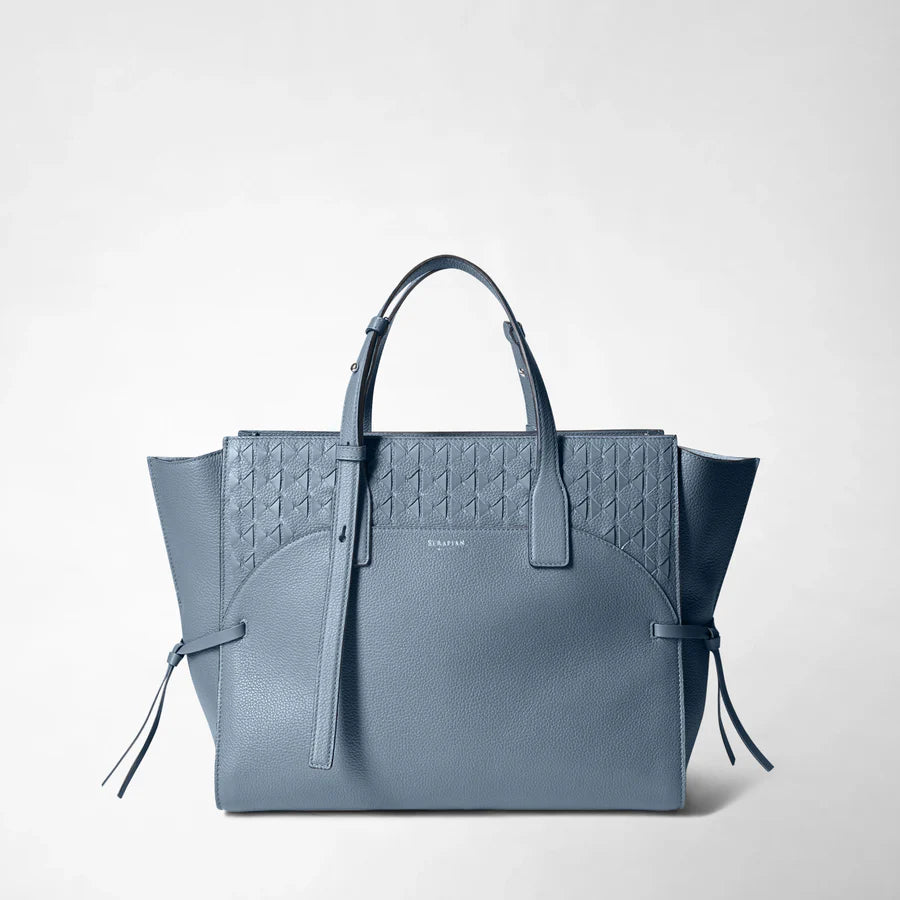 Serapian Maro Medium Bag – Indigo Blue Cashmere Leather Tote with Adjustable Shoulder Strap