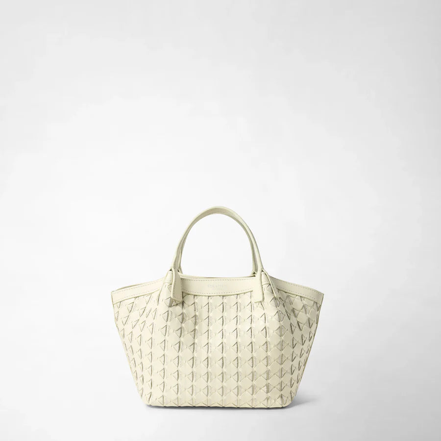 Serapian Mini Secret Bag – Ivory Microchain and Mosaico Cashmere Leather