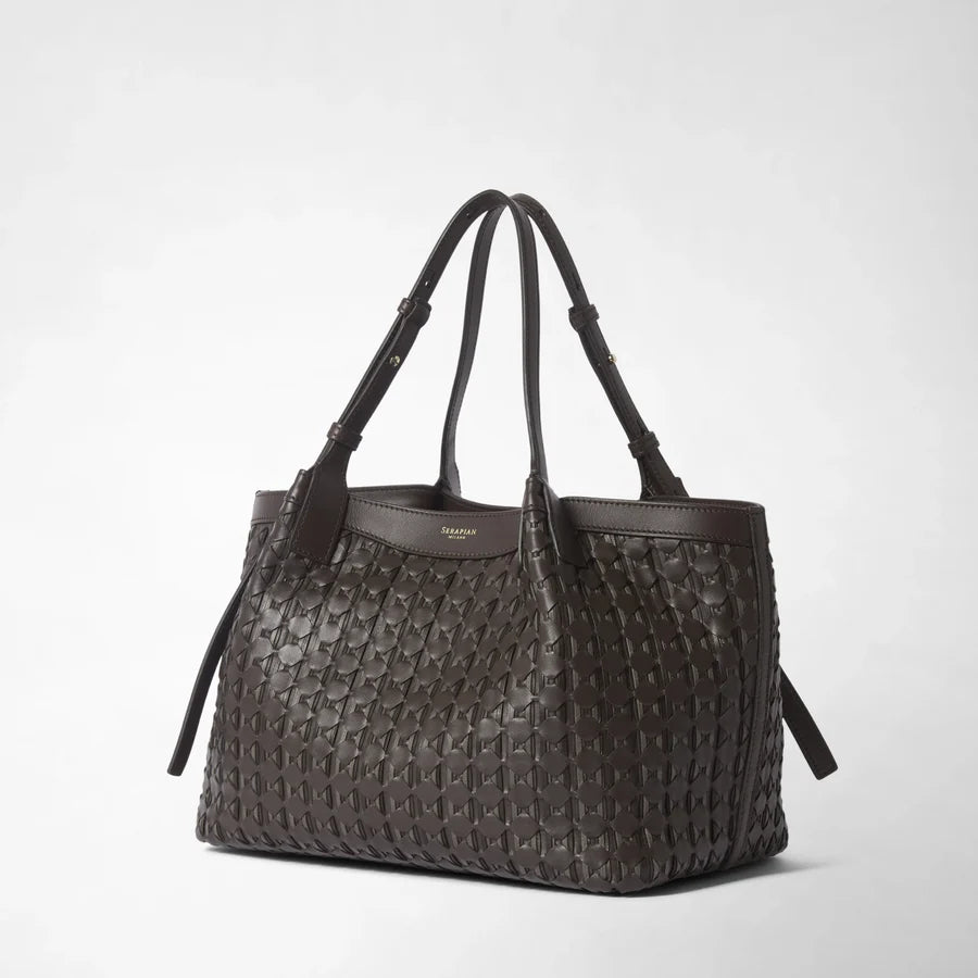 Serapian Secret Small Ribbon Mosaico Leather Bag – Ebony