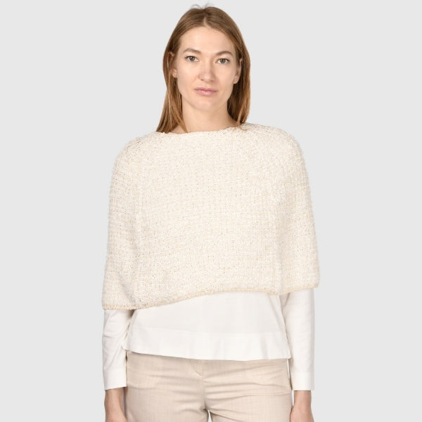 Gran Sasso: Ivory Textured Knit Overlay Top