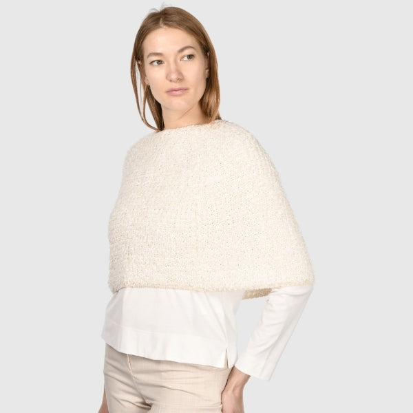 Gran Sasso: Ivory Textured Knit Overlay Top