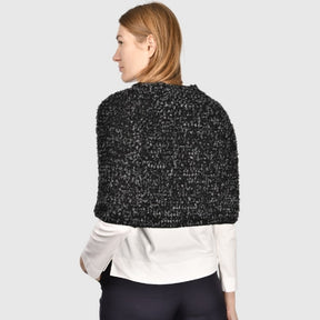 Gran Sasso: Black-Grey Textured Knit Overlay Top