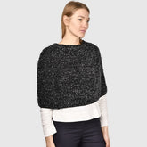 Gran Sasso: Black-Grey Textured Knit Overlay Top