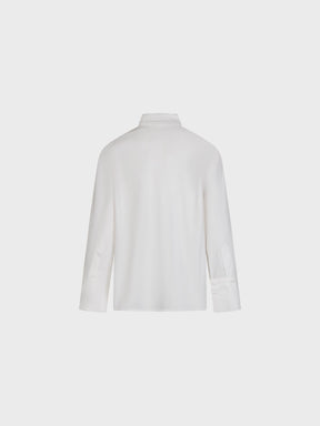 Sandro Ferrone: White Tie-Neck Blouse with Wide Cuffs