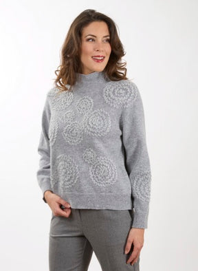 Rossana Pellegrini: Textured Floral Knit Sweater – Biscuit Beige | Made in Italy