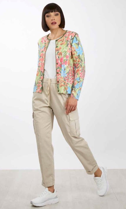 Rossana Pellegrini: Floral Knit Cardigan – Lightweight Button Front Statement Layer
