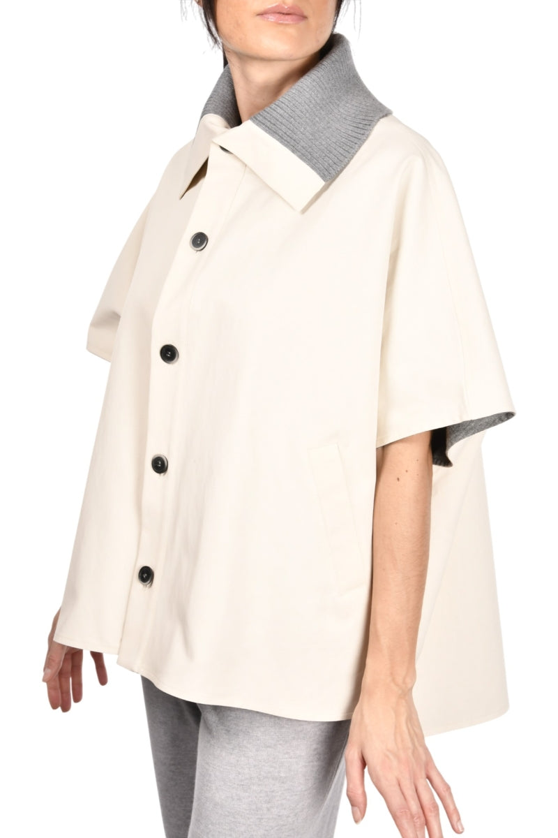 Gran Sasso Women’s Reversible Cape Jacket – Ivory & Grey