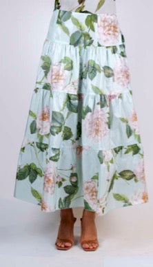 CLIPS Floral Mint Co-Ord Set – Romantic Tiered Skirt Ensemble