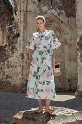 CLIPS Floral Mint Co-Ord Set – Romantic Tiered Skirt Ensemble