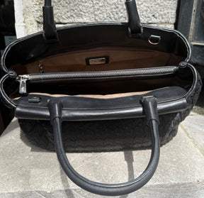 Authentic Pre-Loved Serapian Medium Black Mosaico Leather Handbag – Crossbody or Shoulder Bag (Excellent Condition)
