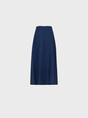 Sandro Ferrone: Navy Draped Midi Skirt