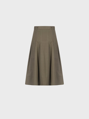 Sandro Ferrone: Khaki Belted A-Line Midi Skirt