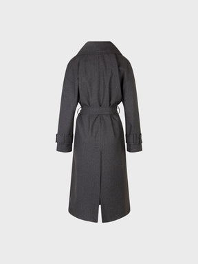 Sandro Ferrone: Belted Charcoal Trench Coat with slouched Silhouette