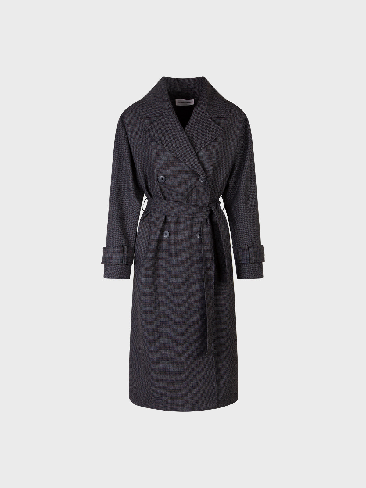 Sandro Ferrone: Belted Charcoal Trench Coat with slouched Silhouette