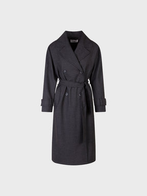 Sandro Ferrone: Belted Charcoal Trench Coat with slouched Silhouette