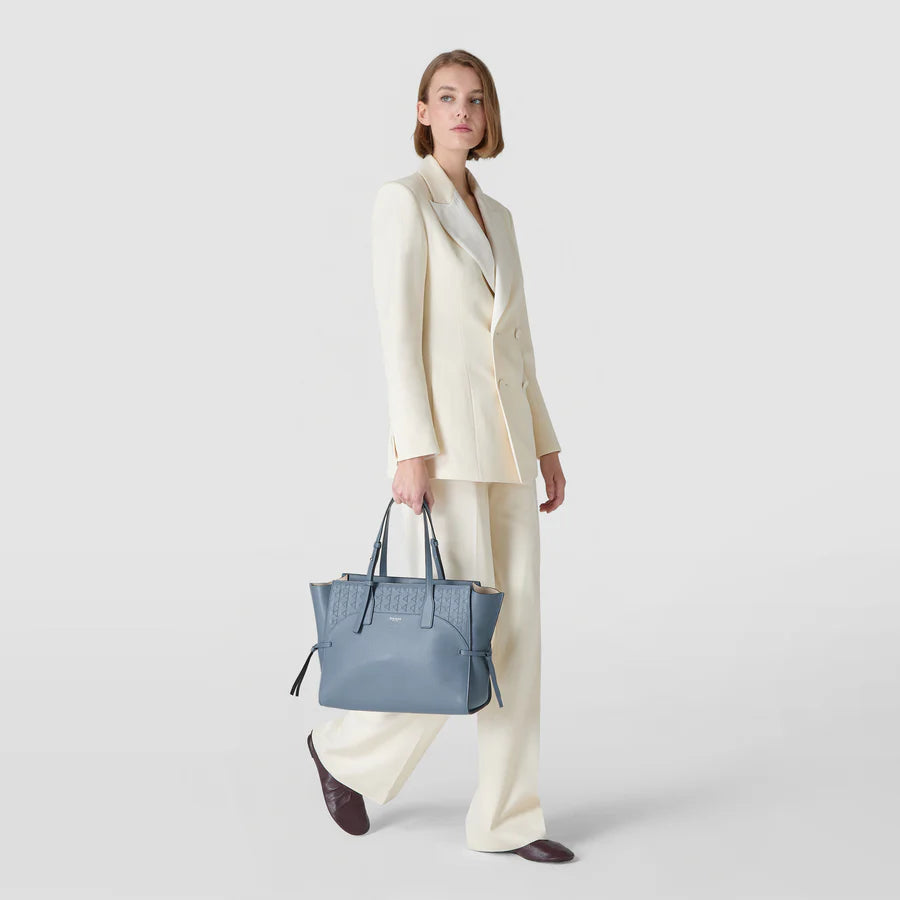 Serapian Maro Medium Bag – Indigo Blue Cashmere Leather Tote with Adjustable Shoulder Strap