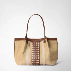 Serapian Milano Small Secret Bag in Raffia and Seta Leather