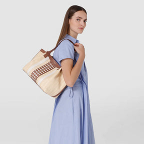 Serapian Milano Small Secret Bag in Raffia and Seta Leather