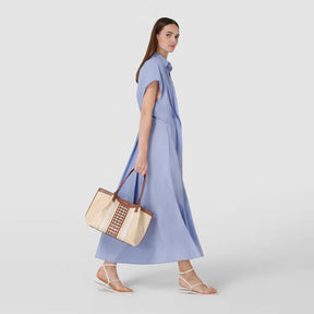 Serapian Milano Small Secret Bag in Raffia and Seta Leather