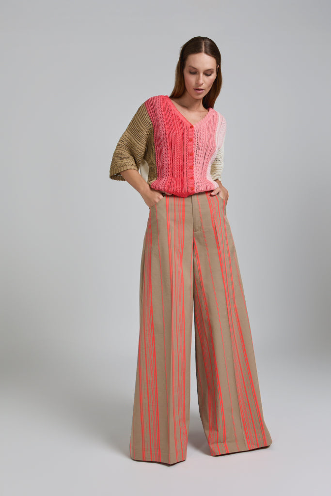 Tricot Chic: Colorblock Crochet Knit Cardigan