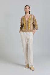 Tricot Chic: Chevron Detail Knit Cardigan