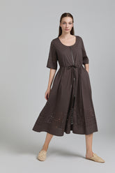 Tricot Chic: Laser-Cut Zip Midi Dress