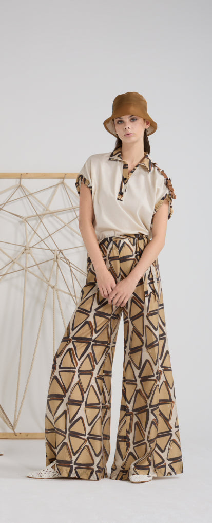 Tricot Chic: Contrast Trim Polo Blouse