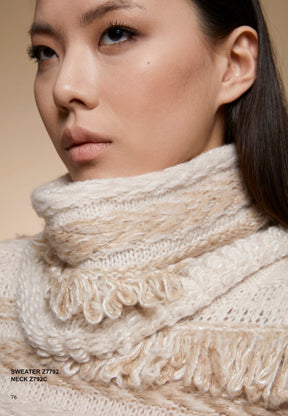 Tricot Chic: Textured Fringe Knit Sweater | Women's Cream Italian Designer Pullover
