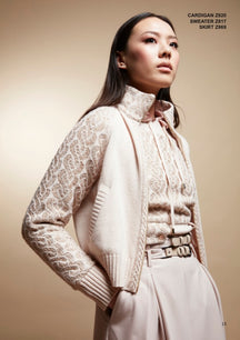 Tricot Chic: Lace Knit Zip Cardigan | Women's Beige Italian Designer Cardigan